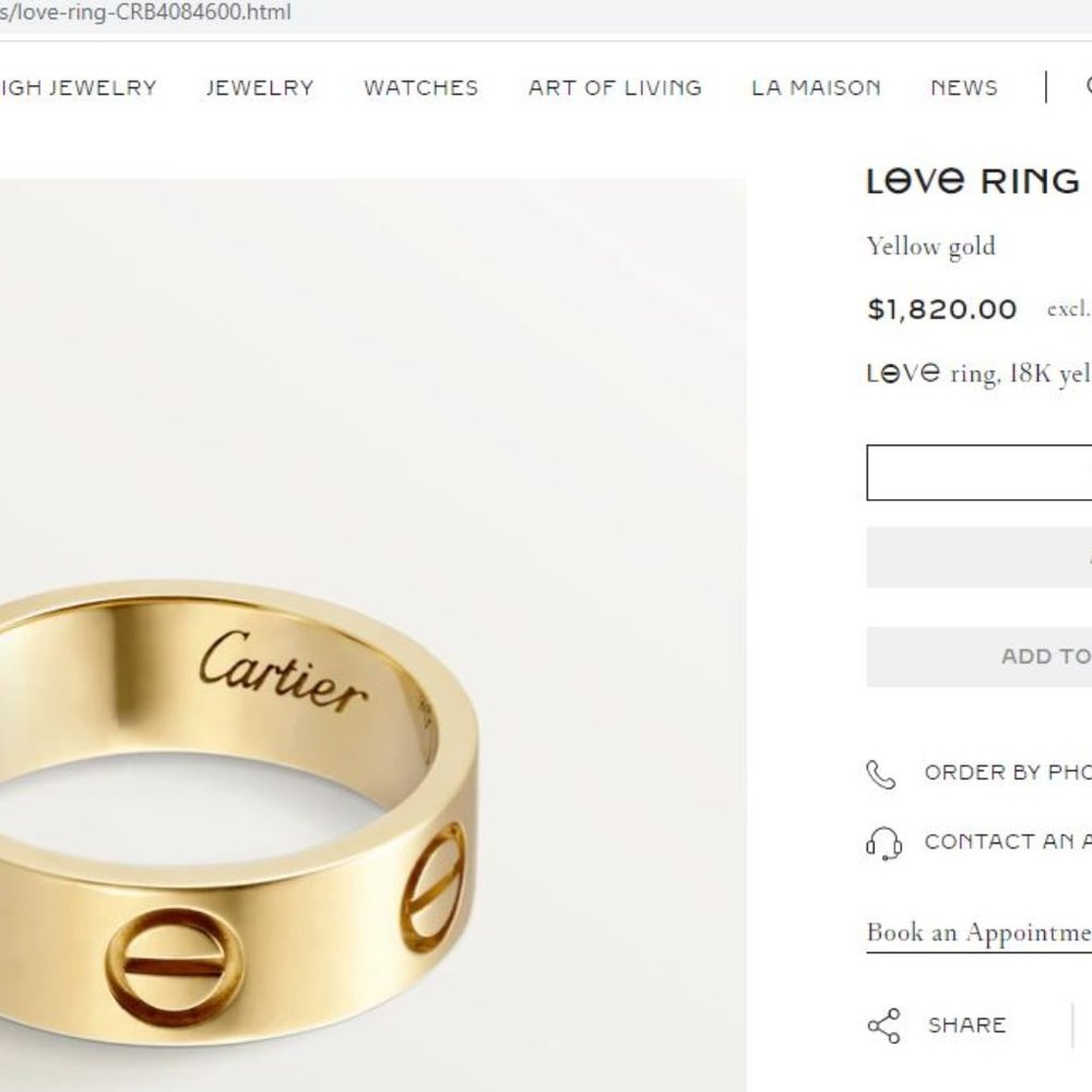 Cartier Yellow Gold Love Ring